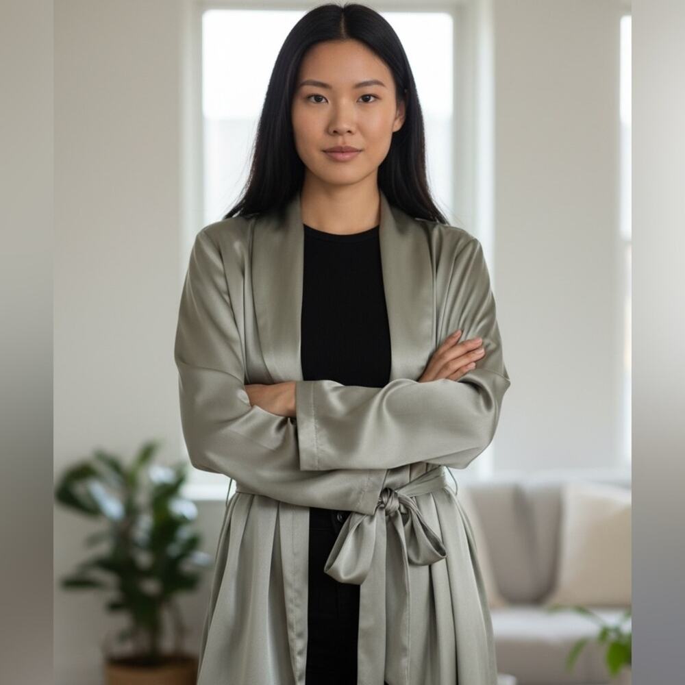4Sienna Urban Outfitters satin duster/ cardigan